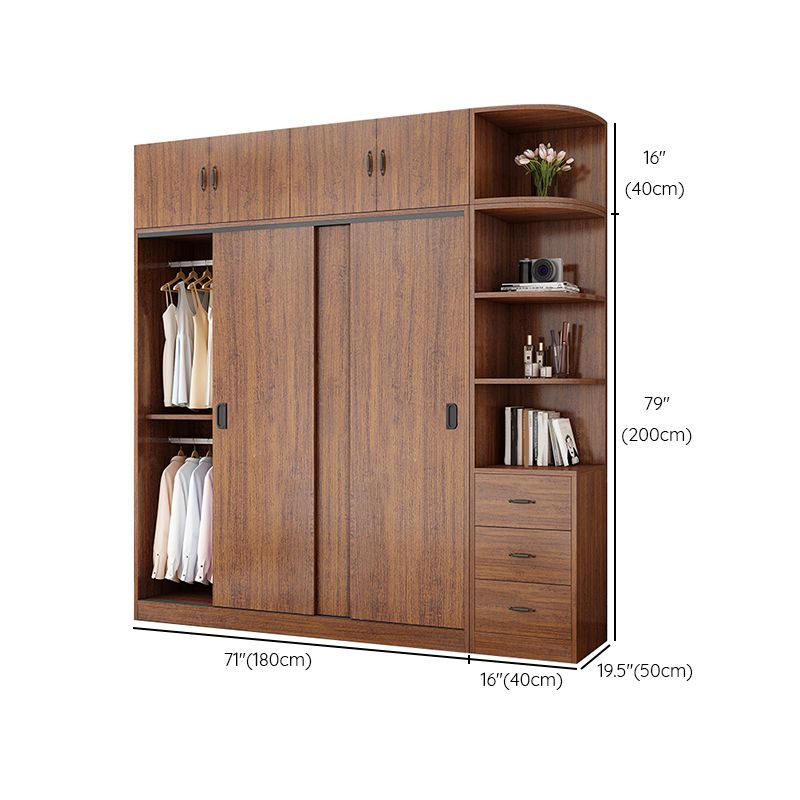 Solid Wood Frame Wardrobe Freestanding Wardrobe with Sliding Doors
