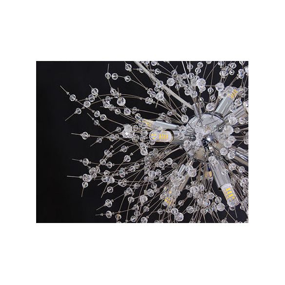 Gold/Silver Firework Chandelier Lighting Modernist 16"/19.5" Wide 8/9/12 Lights Clear Crystal Hanging Lamp