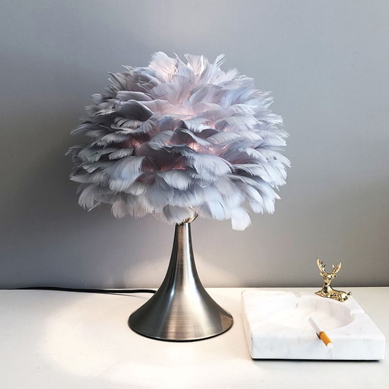 Lampada da lettura ad albero Lampada da comodino a LED moderna in piuma grigio/bianco per sala studio