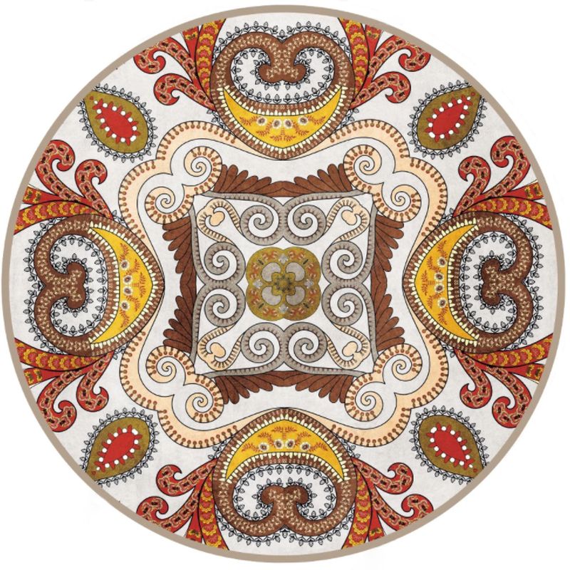 Red Bohemian Rug Polyester Graphic Rug Washable Area Rug for Home Decor