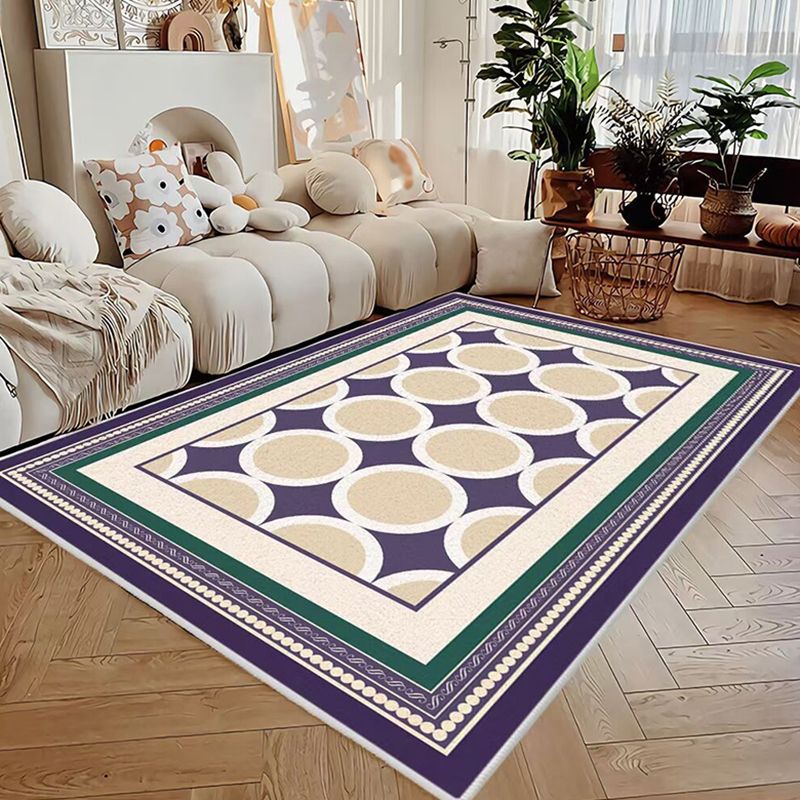 Black Geometric Pattern Rug Polyester Modern Rug Washable Rug for Home Decor