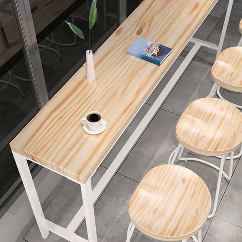 Contemporary Rectangular Bar Set 1/2/4 Pcs Solid Wood Counter and Bar Stools