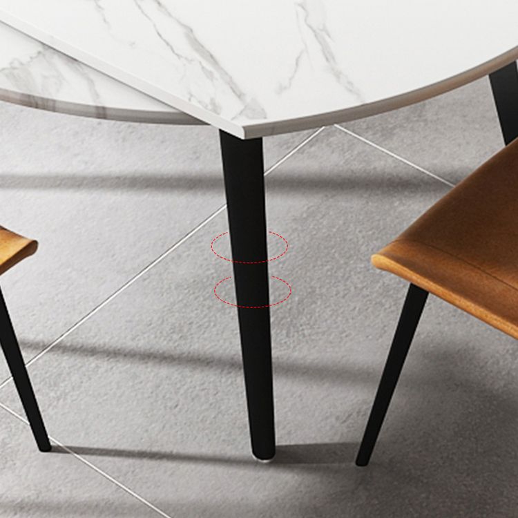 Modern Style Sintered Stone Dining Table White Round Table with Metal Base for Home