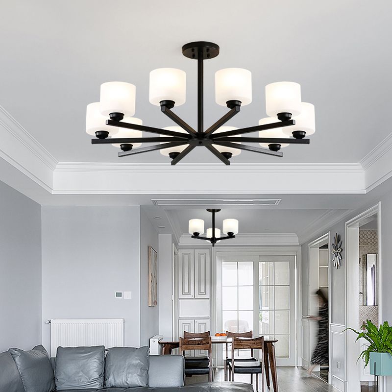 Cylinder Pendant Lights Modernism Glass Pendant Lighting Fixtures in Black