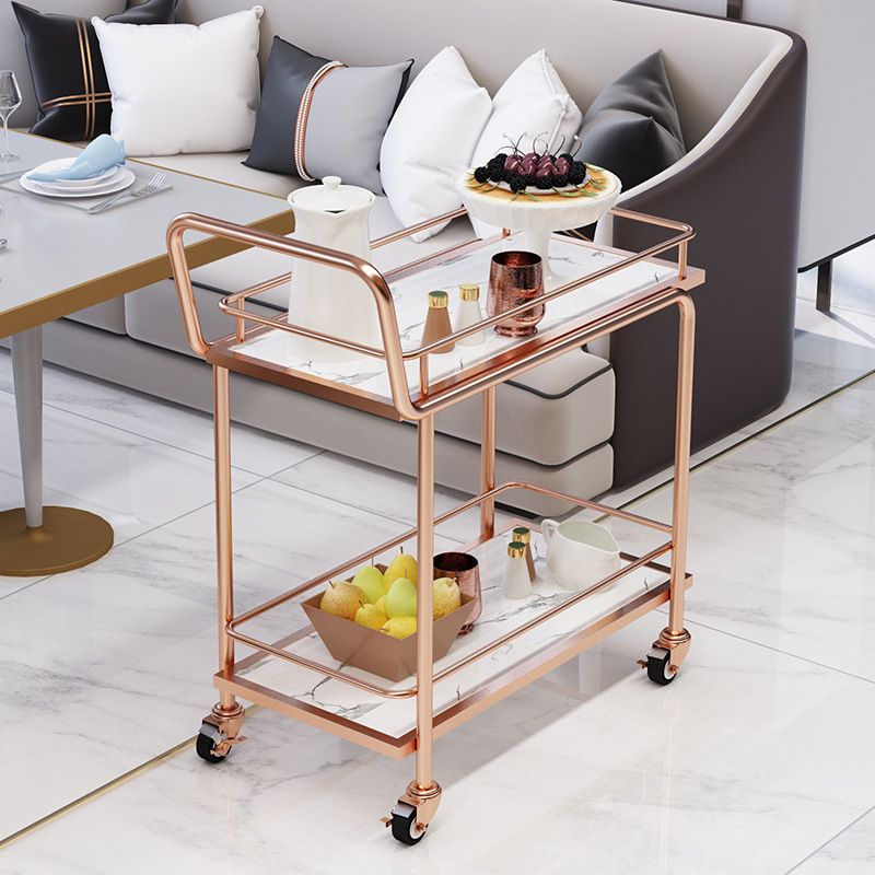 33.86" High Modern Style Rolling Prep Table Stone Prep Table for Dining Room