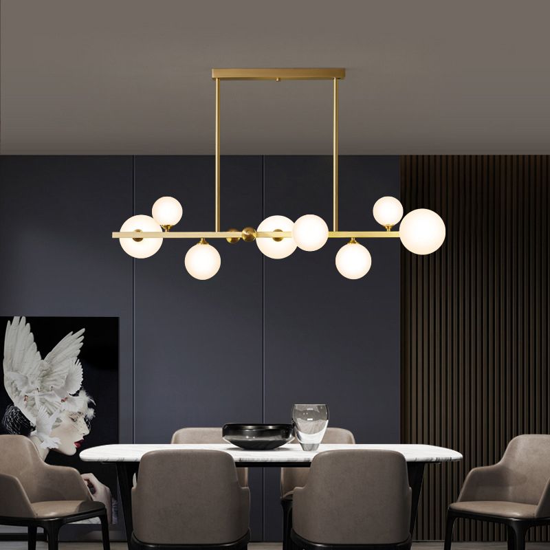 Luce a 8 luci di vetro isola in stile moderno in stile creativo a sospensione a sospensione per sala da pranzo