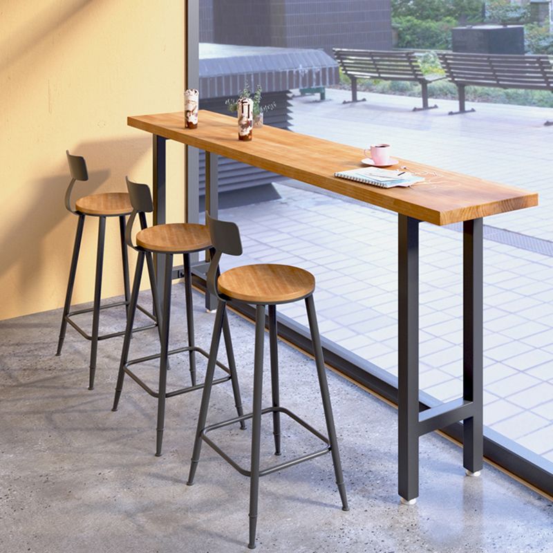 Rectangle Wood Top Counter Table Industrial Bar Table for Dining Room