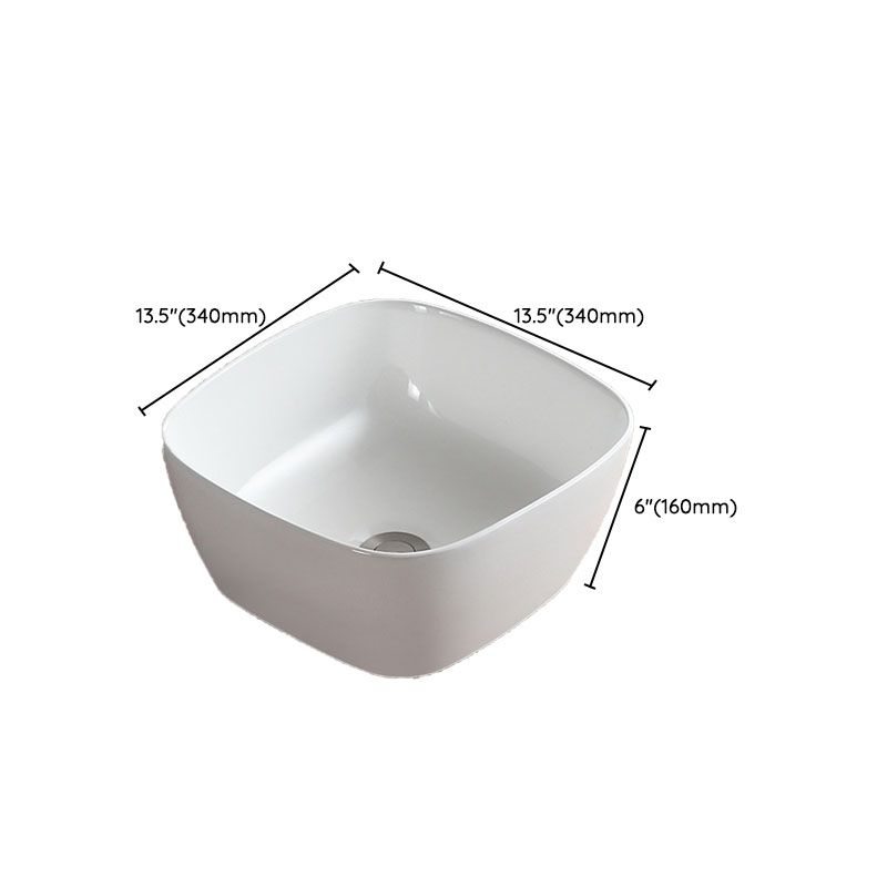 White Bathroom Sink Vessel Porcelain Bathroom Sink (Not Including Faucet)