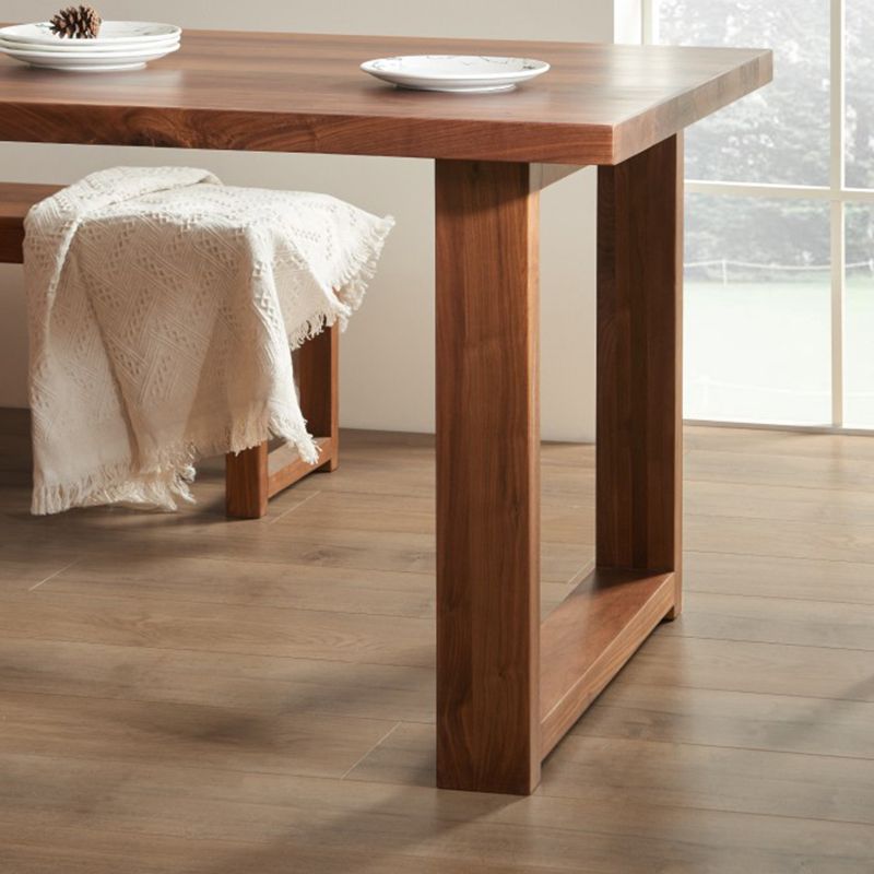 Minimalist Wood Rectangle Shape Dining Table Standard Kitchen Dining Table with Double Pedestal Base