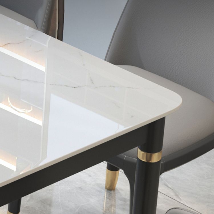 Mesa de comedor rectangular moderno de madera maciza Mesa de piedra sinterizada para comedor y cocina