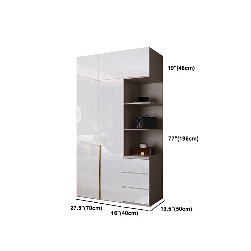 Contemporary Wooden Wardrobe White Colour Soft Close Door Wardrobe Closet