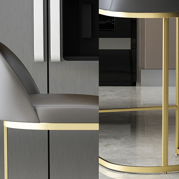 Scandinavian Round Leather Counter Stool Low Back Stools for Kitchen