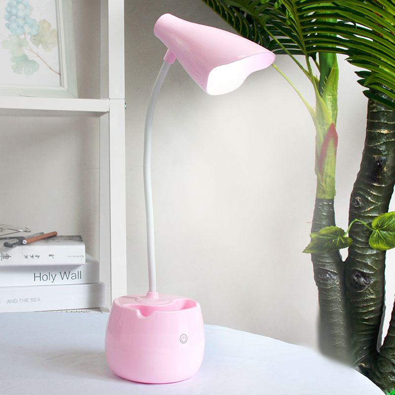 Oogcaring flexibel ganeneck bureau licht penhouder ontwerp LED USB oplaadleeslicht in blauw/roze/wit/geel