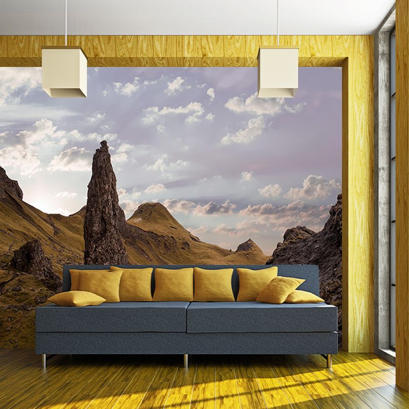 Mountain Landscapes Mural Moisture Resistant Wall Covering for Living Room
