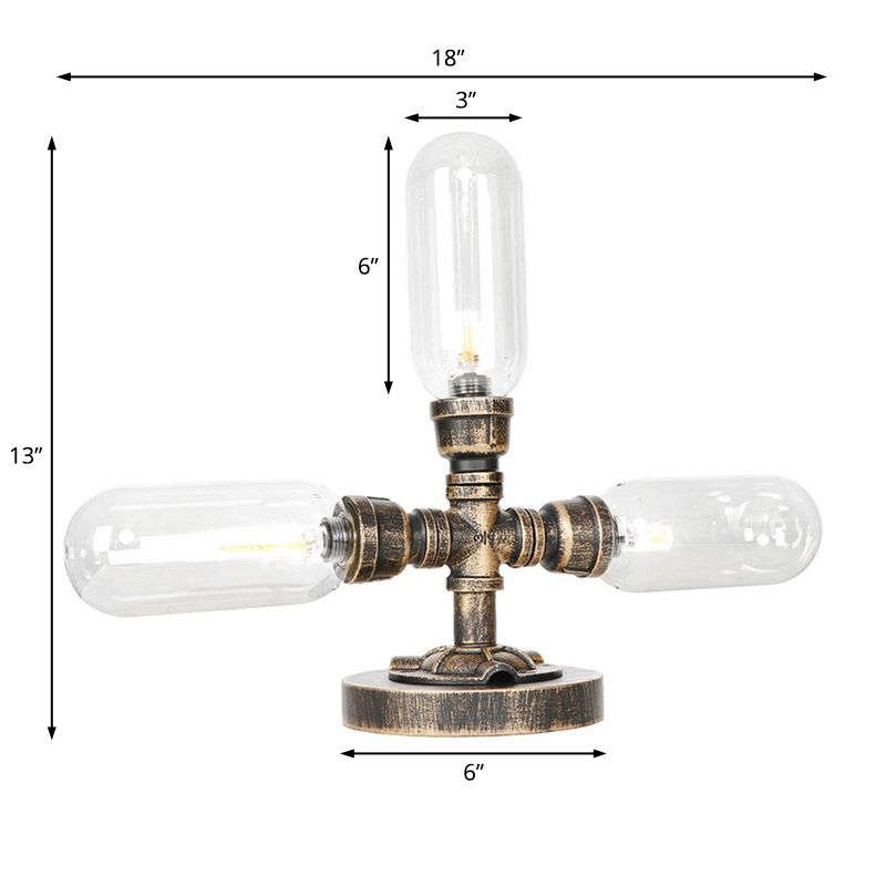 Bronze âgé de 3 ampoules LED LEMPEUR AMBER INDUSTRIE