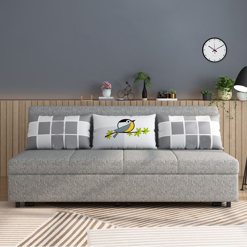 Contemporary Armless Cotton Blend Sofa Bed in Grey with Storage