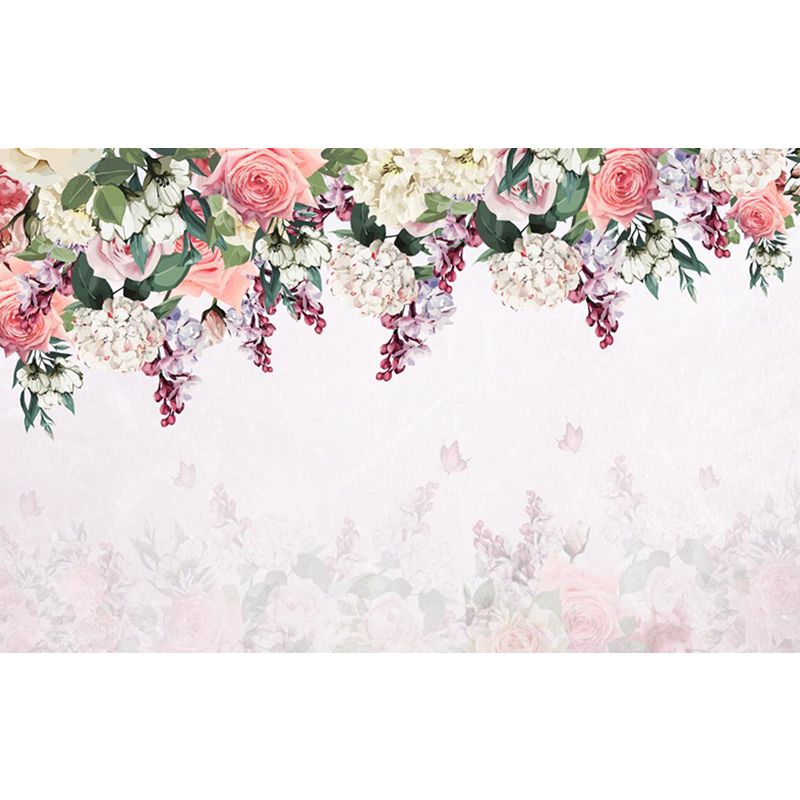 Pink-Green Stylish Wallpaper Murals Large Flower Border Wall Art for Living Room