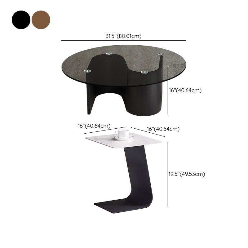 Modern Abstract Coffee Table Glass Wood Coffee Cocktail Table