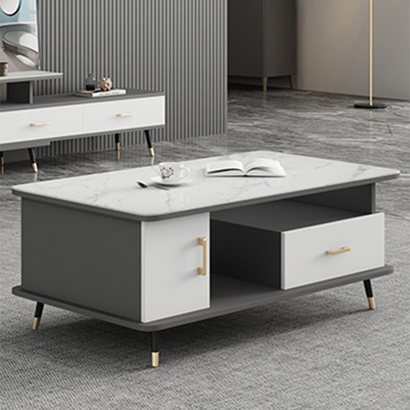 Rectangle Coffee Table Slate Coffee Cocktail Table with Storage Drawers