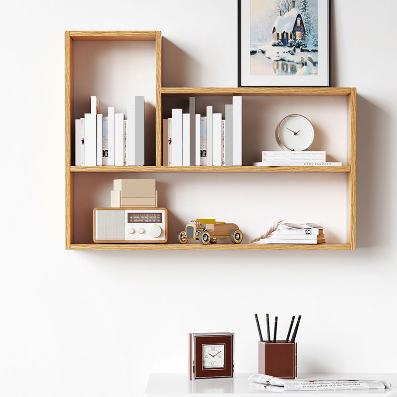 Contemporary Wood Bookcase Closed Back Wall Mounted Bookshelf for Home Office