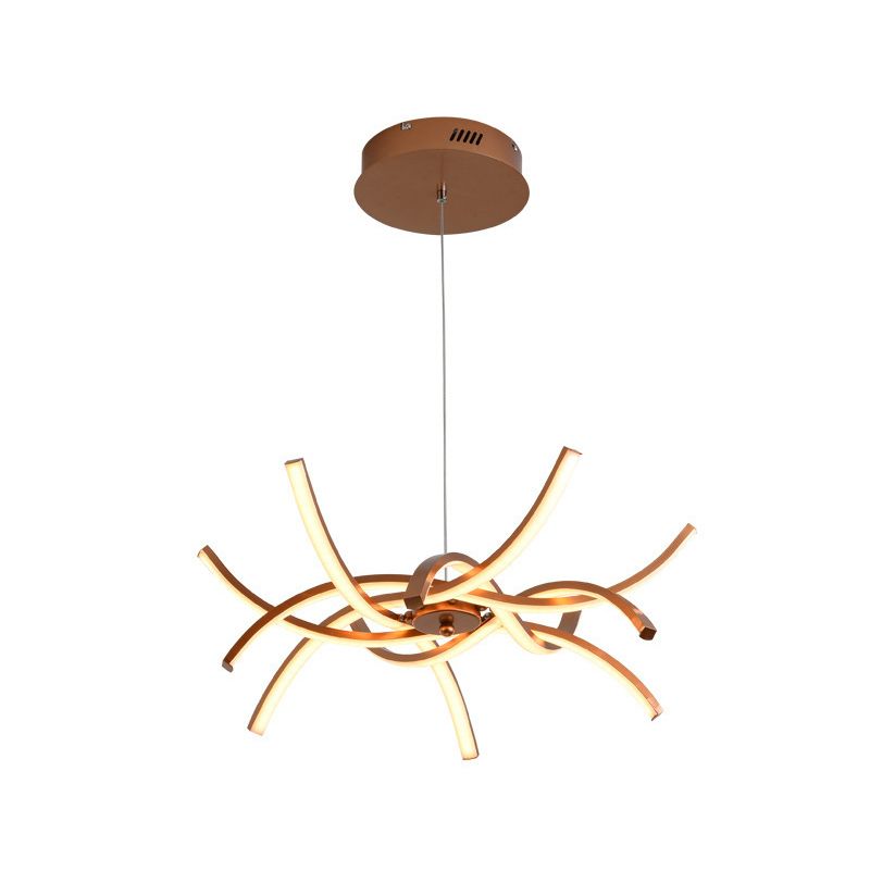 Verweven kroonluchter modern stijlvol aluminium goud 23,5 "/27,5" brede LED -hangende lamp in warm/wit licht