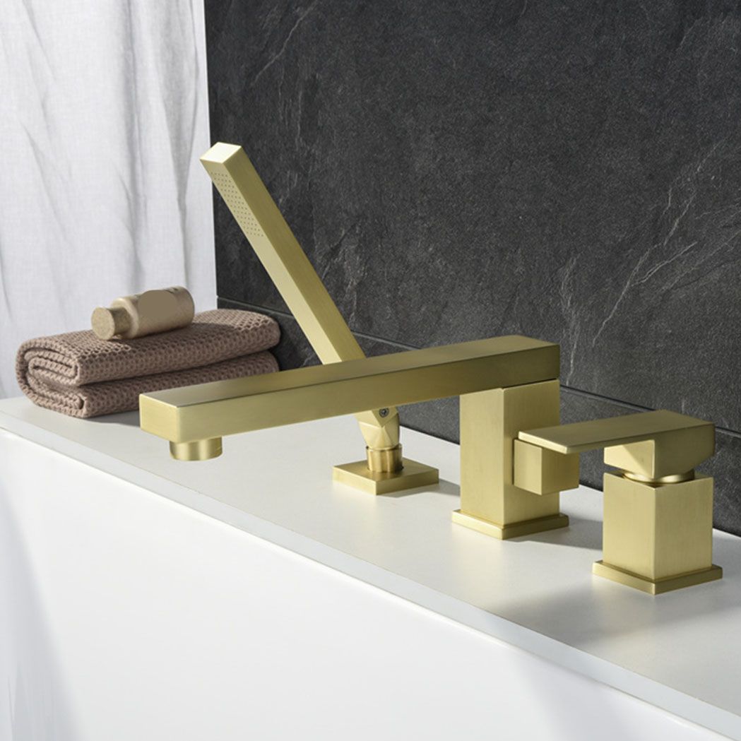 Modern Square Low Arc Faucet with Hand Shower Bathtub Faucet