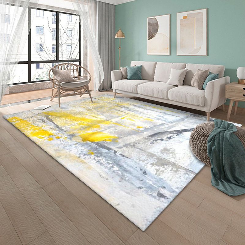 Black Modern Rug Polyester Graphic Rug Non-Slip Backing Indoor Rug for Home Decoration