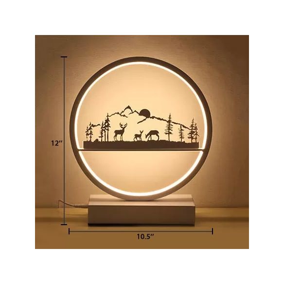 Metal Round Table Light with Natural View Creative Reading Light for Adult Bedroom Cafe