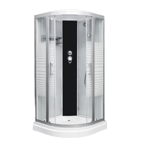 Round Easy Clean Glass Shower Stall Silver Door Handles Shower Stall