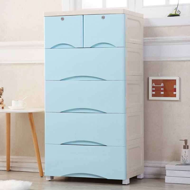 Plastic Matte Finish Storage Cabinet Contemporary Non-Hanging Armoire