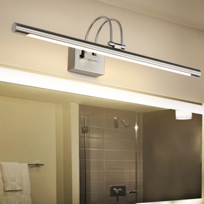 Metal lineare a forma di parete sconce moderno stile singolo specchio a parete luce montata