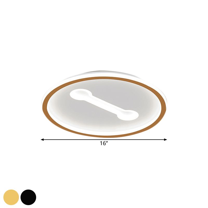 Ultra-Thin Round Metallic Flush Light Nordic Black/Gold LED Flush Mount Fixture in Warm/White Light, 16"/19.5" Dia