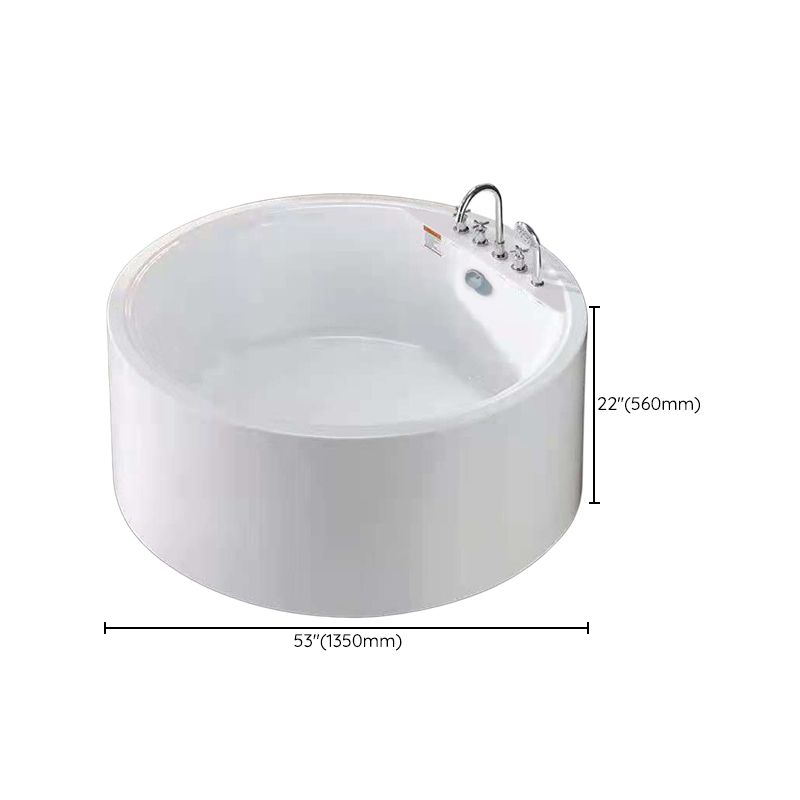 Modern Acrylic Round Bath Freestanding Soaking 22.05-inch Tall Tub in White