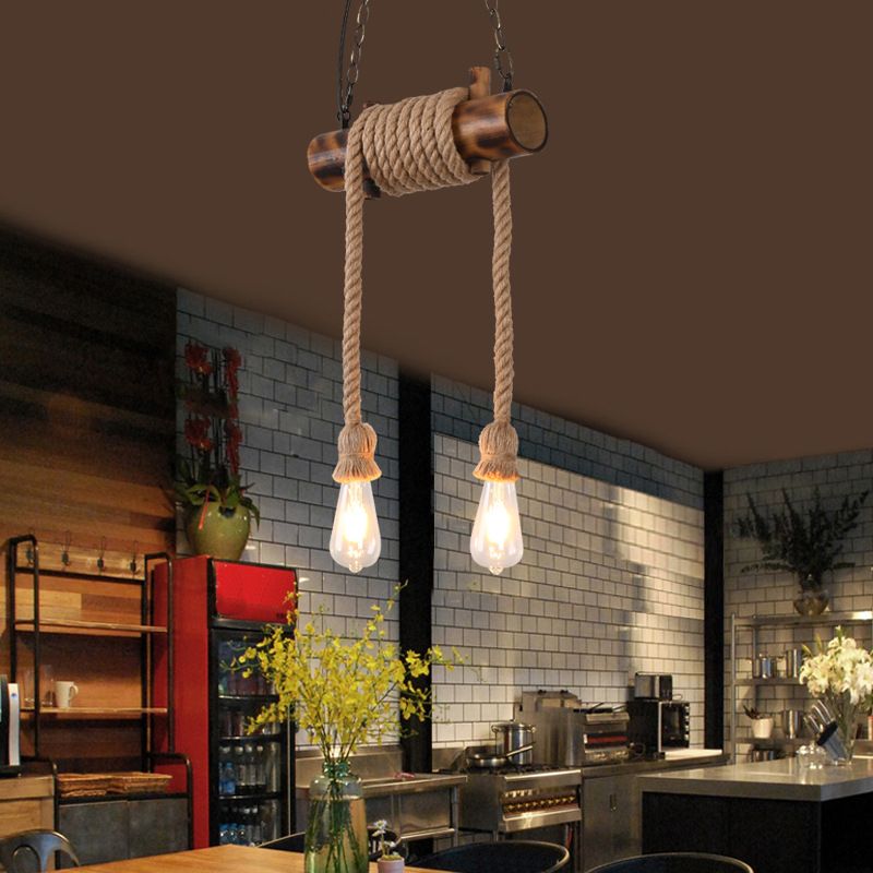 Industrial Style Island Light Hemp Rope Island Hanging Lamp for Living Room