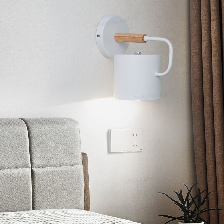 Lámpara de la pared de la pared de la copa de macarrón nórdico lámpara de montaje metálico de la pared para la cama para la cama