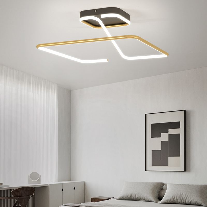 Line Shape LED Ceiling Lamp Modern Iron 1 Light Flush Mount for Study Bedroom