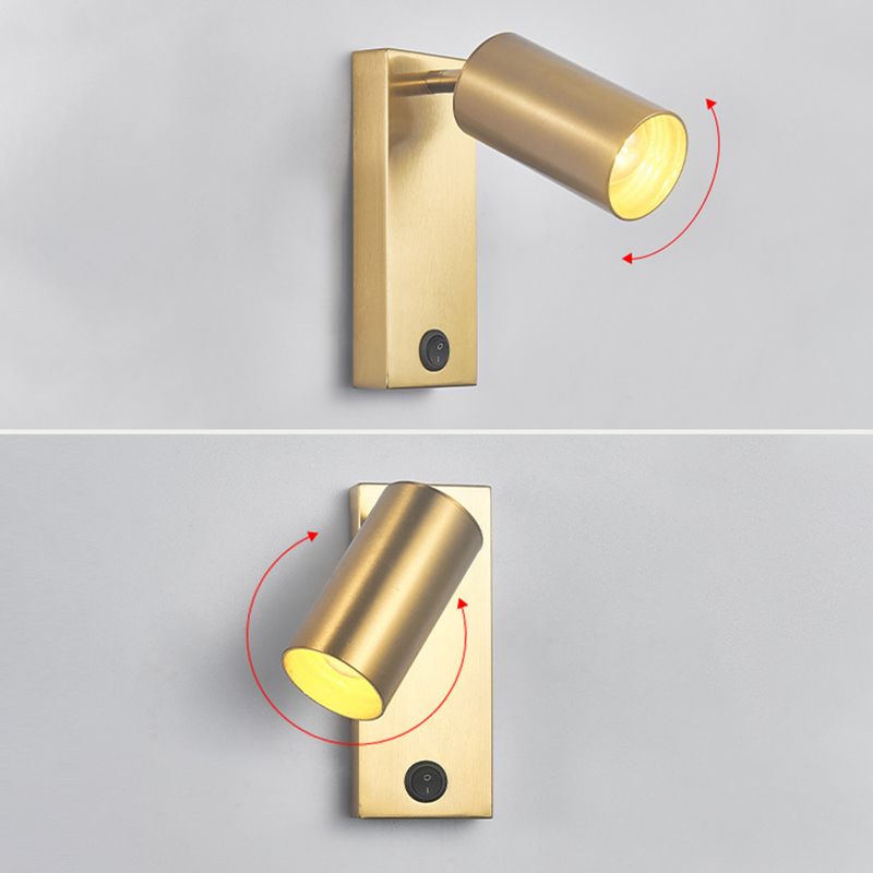 Modern Style Cylinder Shade Wall Sconce Metal 1 Light Sconces for Bedroom