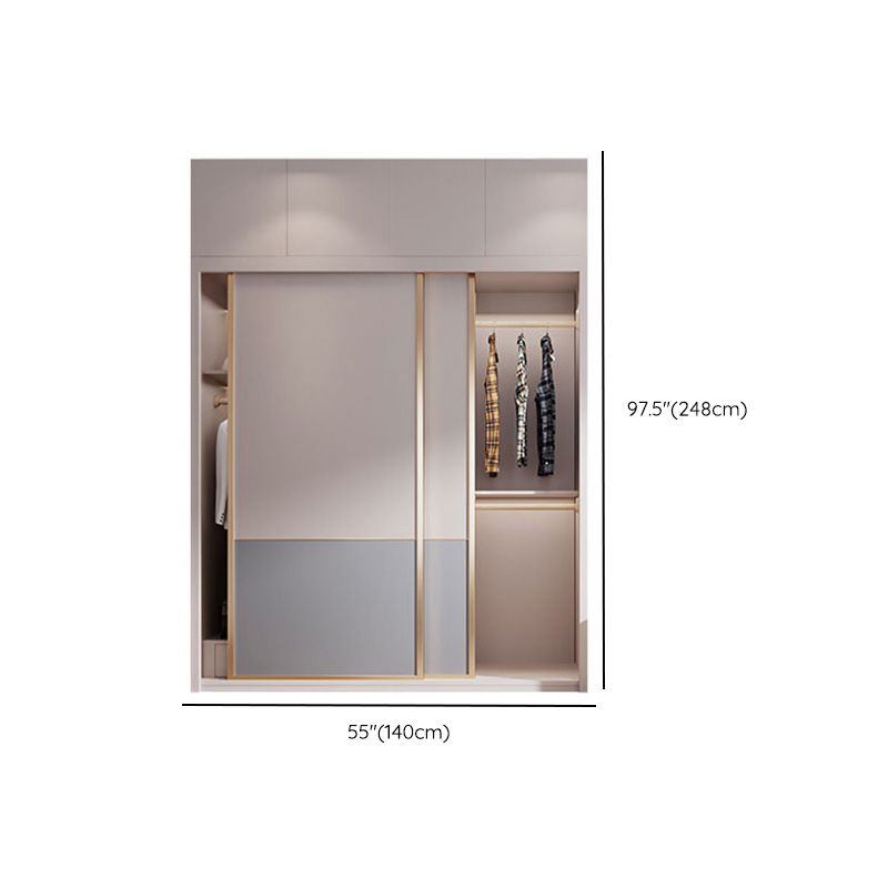 Bedroom Wooden Wardrobe Armoire Coastal Style Sliding Doors Storage Cabinet