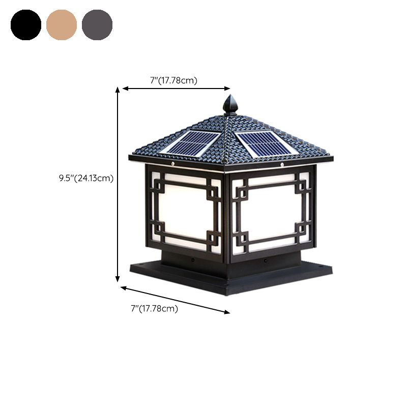 Rectangle Shape Metal Outdoor Light Modern 1 Light Solar Pillar Lights