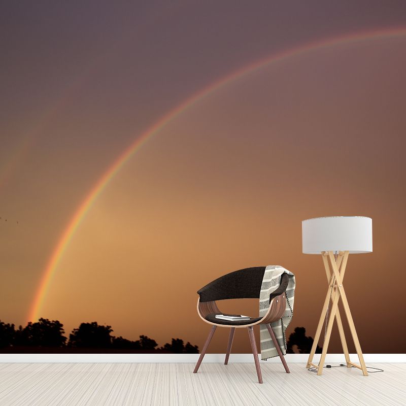 Sky with Rainbow Mural Wallpaper Waterproof Wall Decor for Bedroom, Customized Size
