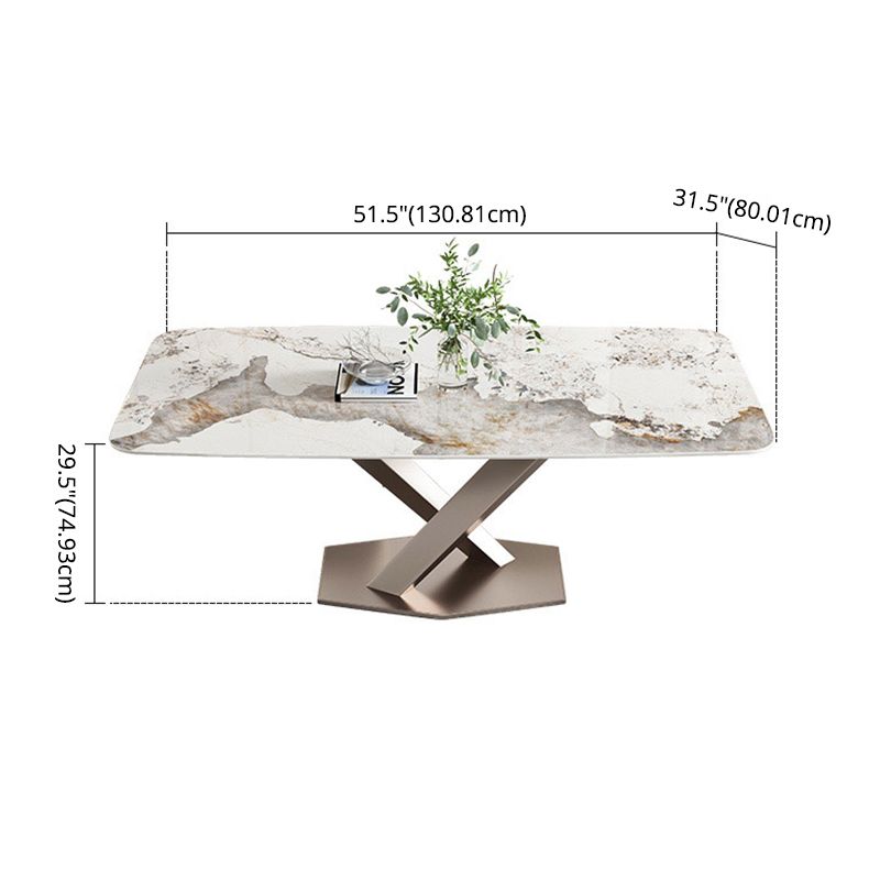 Modern Kitchen Dining Room Set with  Sintered Stone Top and Gold Base Dining Furniture Set