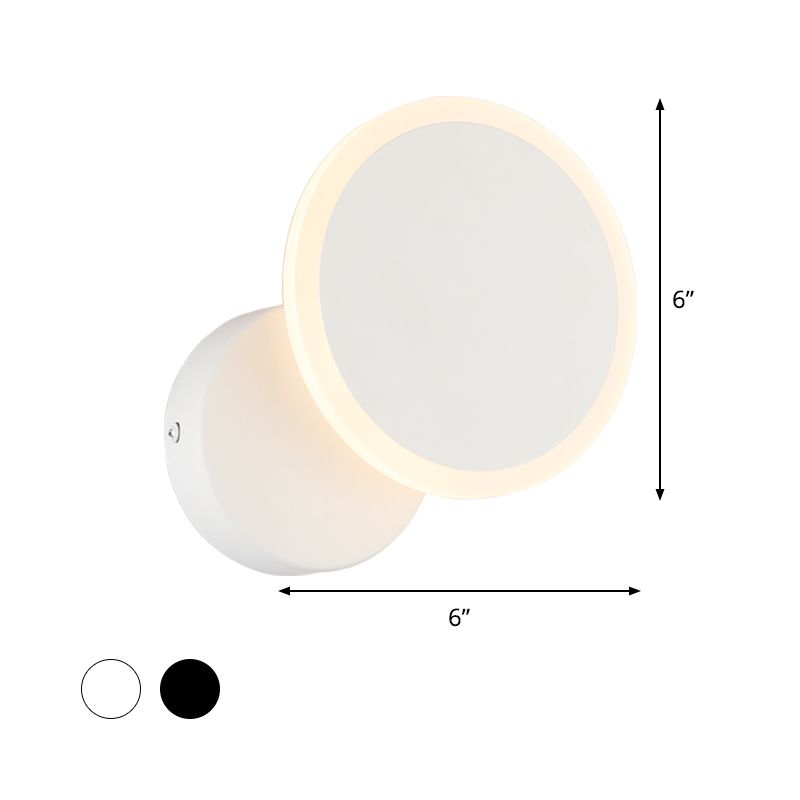 White/Black Round Wall Light Sconce Minimalist LED Acrylic Wall Mounted Lamp Fixture in Warm/White Light