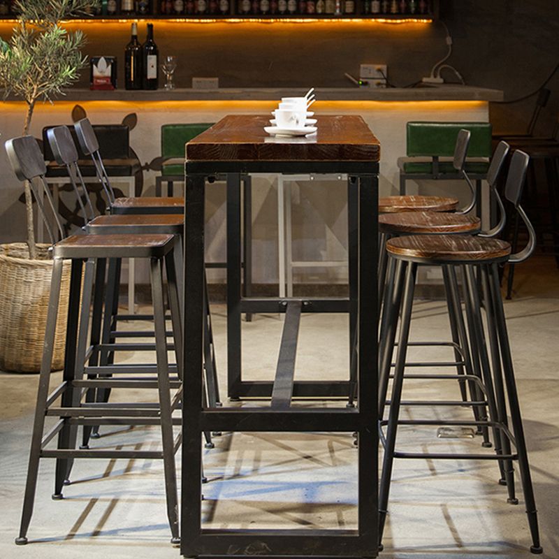 Industrial Rectangle Bar Stool and Table Set 1/2/7 Pieces Indoor Wood Pub Dining Set