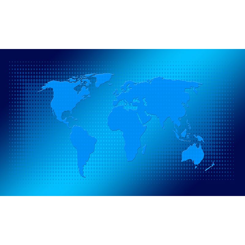 Blue Map Illustration Mural Contemporary Wall Decoration for Living Room