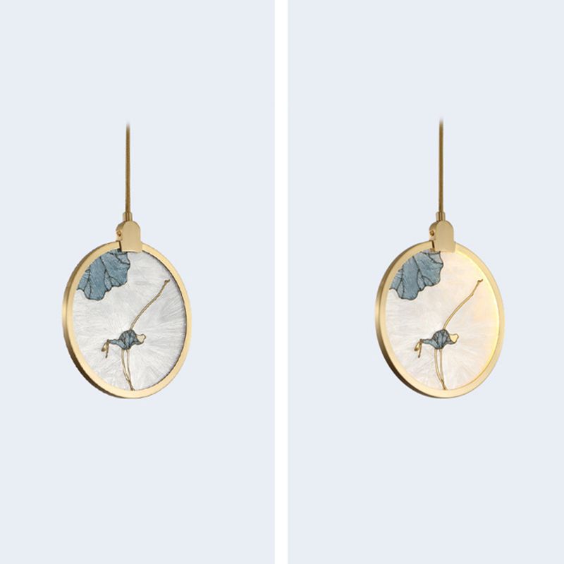 Postmodern Hanging Light Kit Bronze 1-Light Circle Ceiling Light for Bedroom