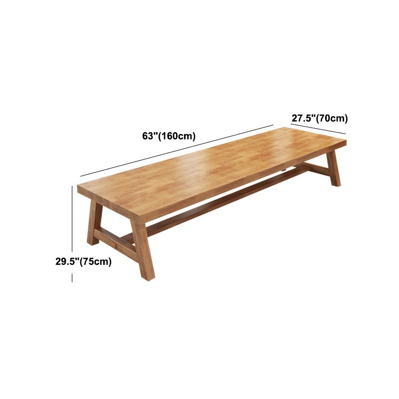 Solid Wood Top Dining Table Rectangle Pine Wood Table with Trestle Base