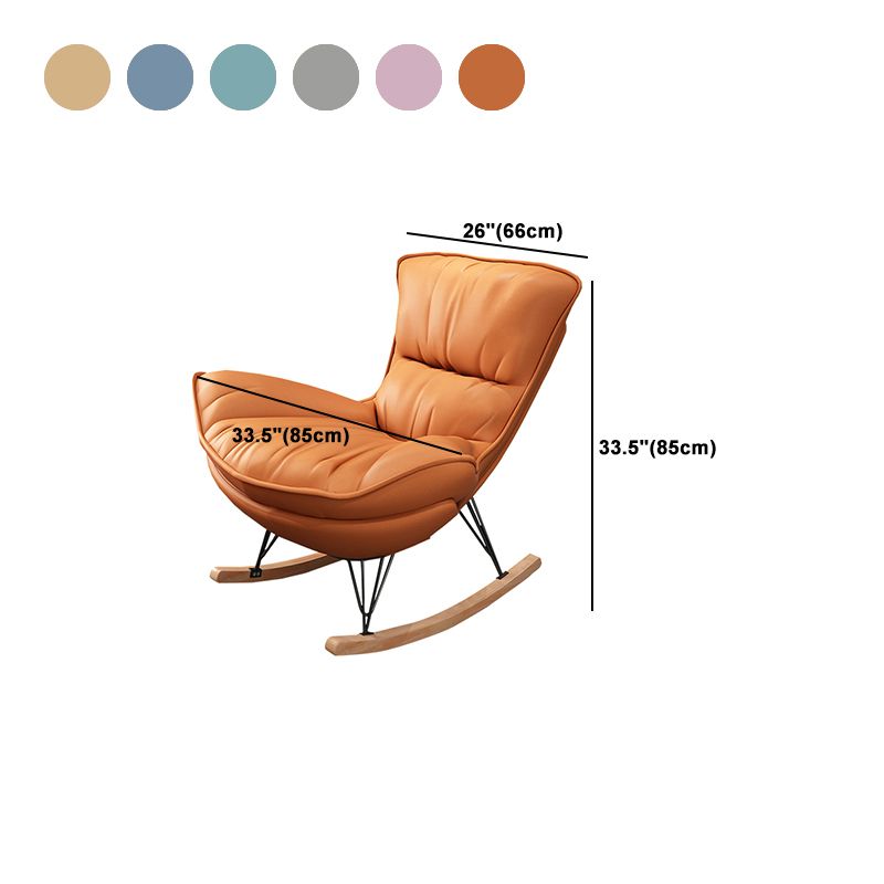 Modern Glider Chair Solid Color Faux Leather Rocking Chair with Cushions