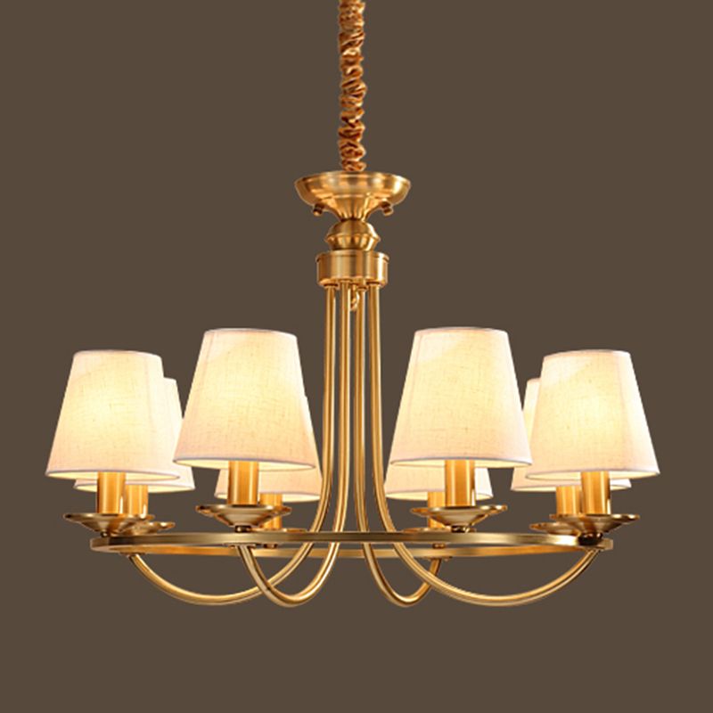 Metal Gold Ceiling Suspension Lamp Tapered Traditional-Style Chandelier Lighting Fixture