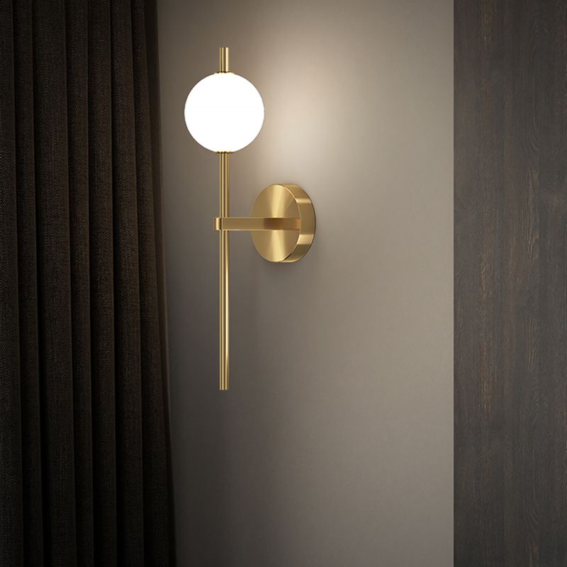 Copper Gold LED Wall Sconce in Modern Minimalist Style Globe Glass Wall Lamp for Living Room