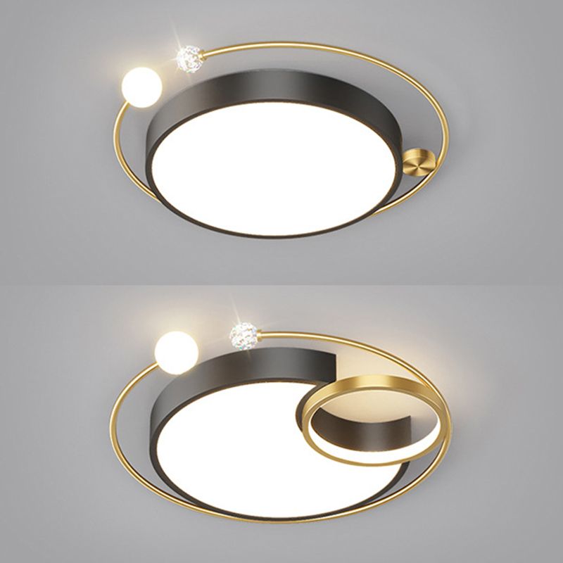 Geometric Flush Mount Fixture Contemporary Metal Ceiling Light in Black